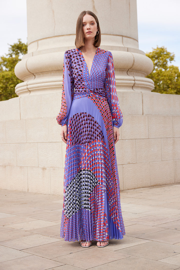 Carla Ruiz 99612 Purple Print-A-line Dress