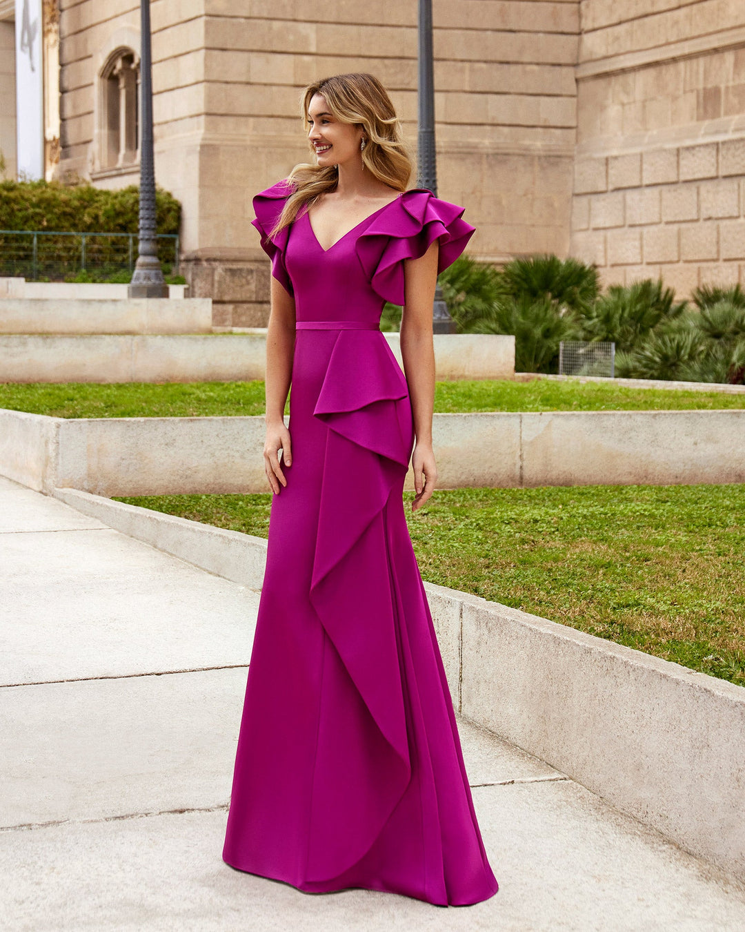 Couture Club 7G104 Magenta-A-line Dress