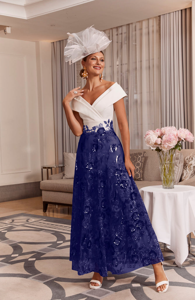 Navy and 2024 ivory dress